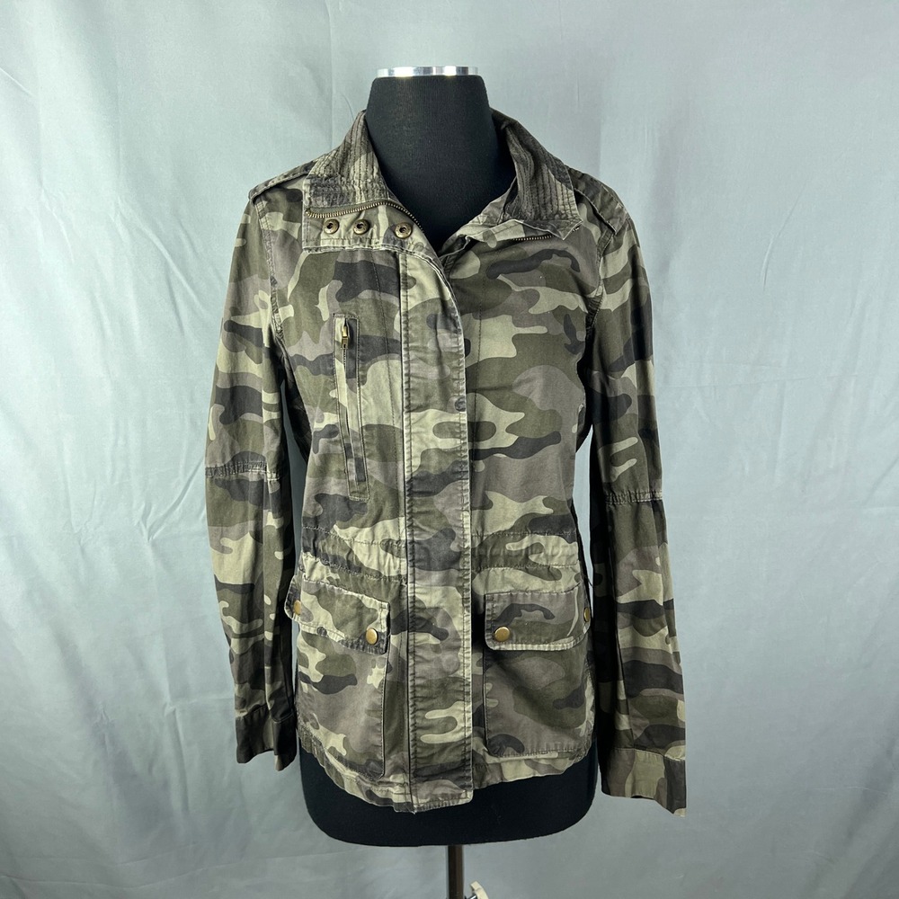 Love Tree Utility Jacket Womens Medium Multicolor Camouflage Cotton Full Zip